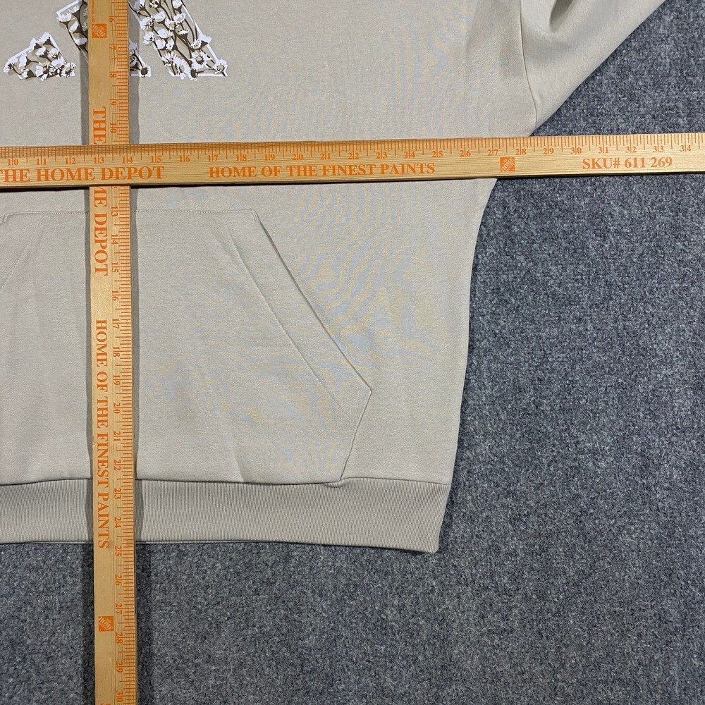 Adidas Trefoil Floral Logo Hoodie Womens XL Beige Pullover Fleece Sweatshirt - Picture 12 of 16